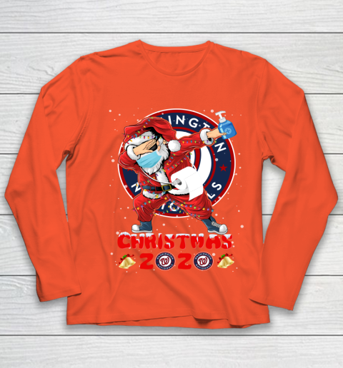 Washington Nationals Funny Santa Claus Dabbing Christmas 2020 MLB Youth Long Sleeve 3