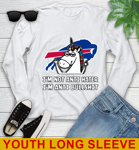 Buffalo Bills NFL Football Unicorn I'm Not Anti Hater I'm Anti Bullshit Youth Long Sleeve