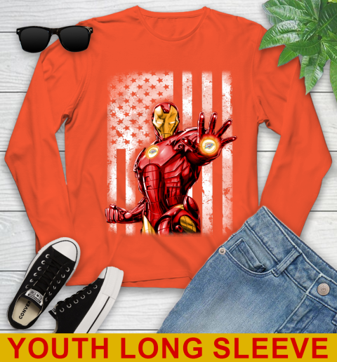 Oklahoma City Thunder NBA Basketball Iron Man Avengers American Flag Shirt Youth Long Sleeve 3