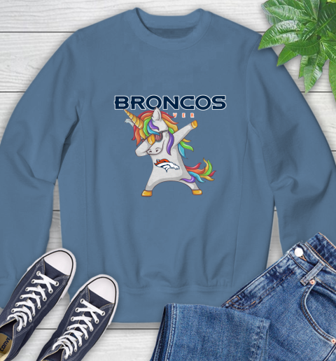 Denver Broncos NFL Football Funny Unicorn Dabbing Sports Sweatshirt 7