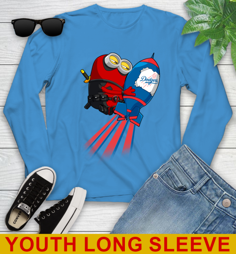 MLB Baseball Los Angeles Dodgers Deadpool Minion Marvel Shirt Youth Long Sleeve 8