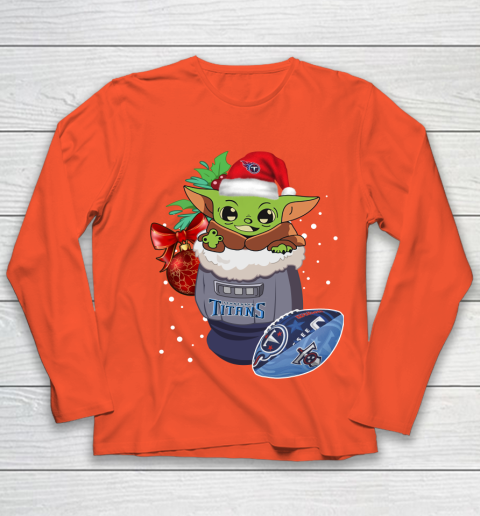 Tennessee Titans Christmas Baby Yoda Star Wars Funny Happy NFL Youth Long Sleeve 4