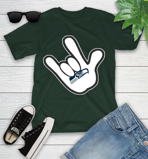 Seattle Seahawks NFL Football Mickey Rock Hand Disney Youth T-Shirt 5