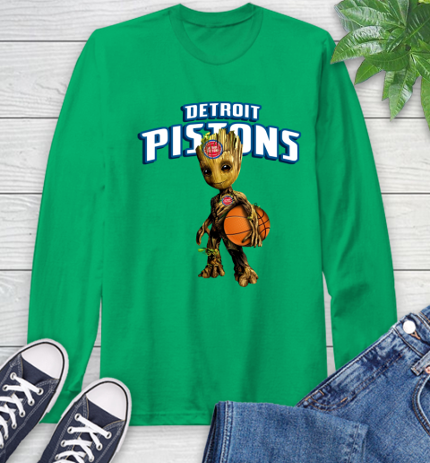 Detroit Pistons NBA Basketball Groot Marvel Guardians Of The Galaxy Long Sleeve T-Shirt 7