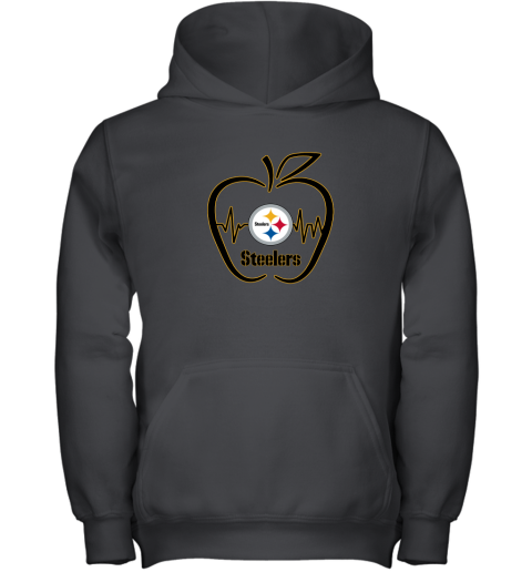 Apple Heartbeat Teacher Symbol Pittsburg Steelers Youth Hoodie