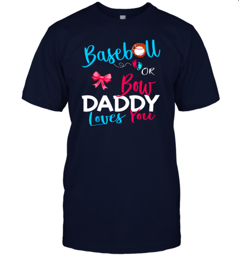 b1xy mens baseball gender reveal team baseball or bow daddy loves you jersey t shirt 60 front navy