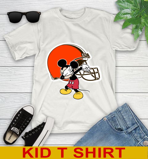 Cleveland Browns NFL Football Dabbing Mickey Disney Sports Youth T-Shirt