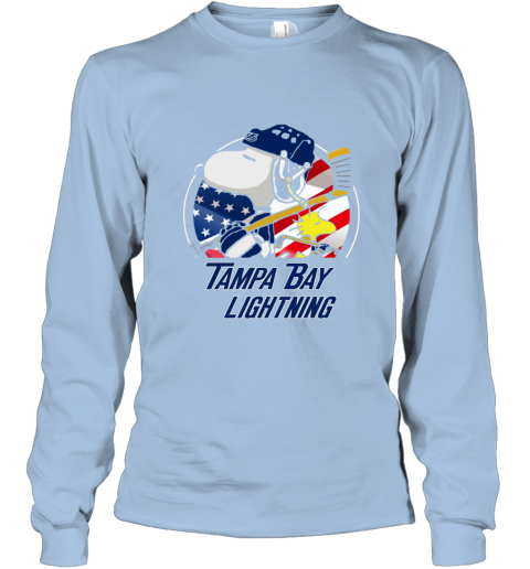 Tampa Bay lightning Snoopy And Woodstock NHL tlej tampa bay lightningsnoopy and woodstock nhl long sleeve tee 14 front light blue
