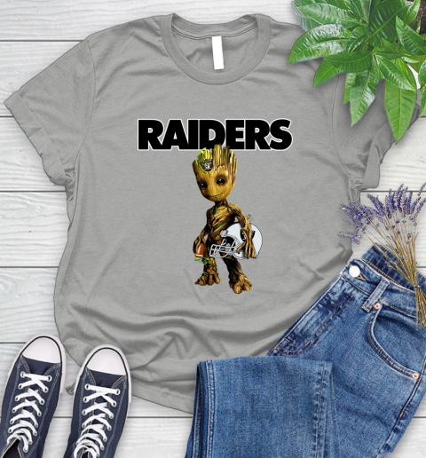 Oakland Raiders NFL Football Groot Marvel Guardians Of The Galaxy Women's T-Shirt 10
