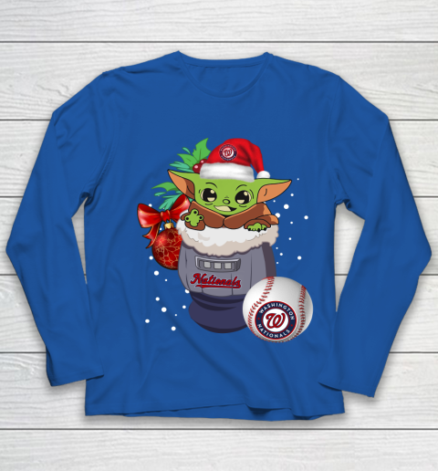 Washington Nationals Christmas Baby Yoda Star Wars Funny Happy MLB Youth Long Sleeve 9