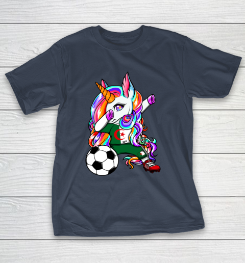 Dabbing Unicorn Algeria Soccer Fans Jersey Algerian Football T-Shirt 16