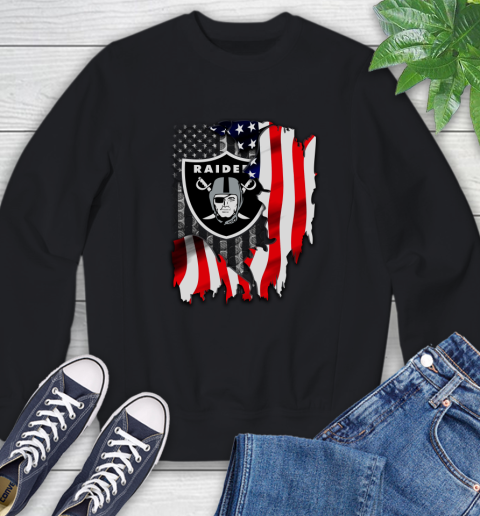 Oakland Raiders NFL Football American Flag Sweatshirt