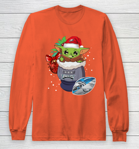Philadelphia Eagles Christmas Baby Yoda Star Wars Funny Happy NFL Long Sleeve T-Shirt 5