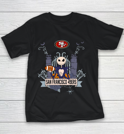 NFL San Francisco 49ers Football Jack Skellington Halloween Youth T-Shirt