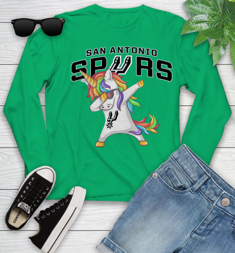 San Antonio Spurs NBA Basketball Funny Unicorn Dabbing Sports Youth Long Sleeve 6