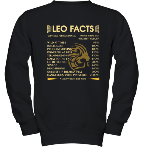 Zodiac Leo Facts Awesome Zodiac Sign Daily Value Youth Sweatshirt