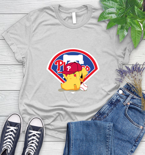 MLB Pikachu Baseball Sports Philadelphia Phillies Women's T-Shirt