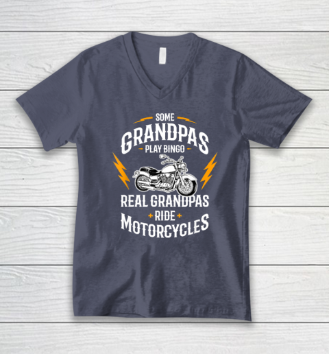 Mens Some Grandpas Play Bingo Real Grandpas Ride Motorcycles V-Neck T-Shirt 6