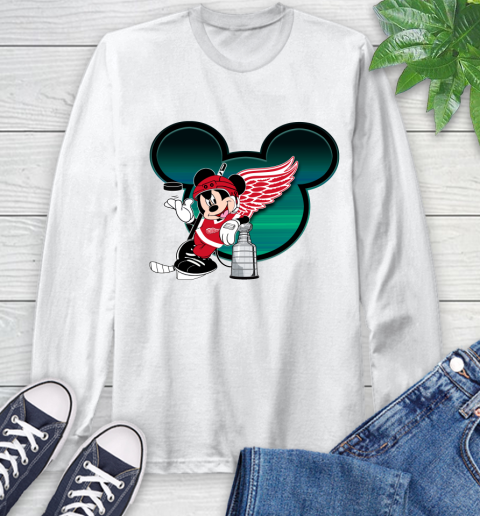 NHL Detroit Red Wings Stanley Cup Mickey Mouse Disney Hockey T Shirt Long Sleeve T-Shirt