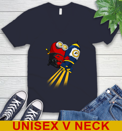 NBA Basketball Indiana Pacers Deadpool Minion Marvel Shirt V-Neck T-Shirt 2