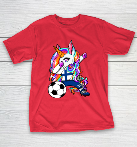 Dabbing Unicorn Finland Soccer Fans Jersey Finnish Football T-Shirt 22
