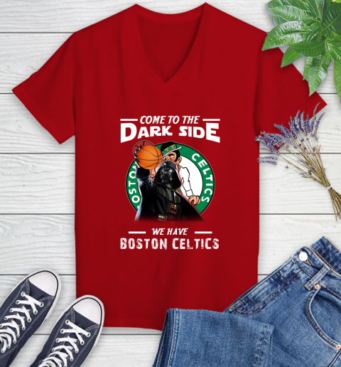 NBA Come To The Dark Side We Have Boston Celtics Star Wars Darth Vader Basketball Women's V-Neck T-Shirt 11