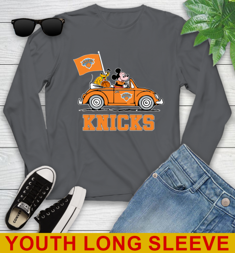 NBA Basketball New York Knicks Pluto Mickey Driving Disney Shirt Youth Long Sleeve 9