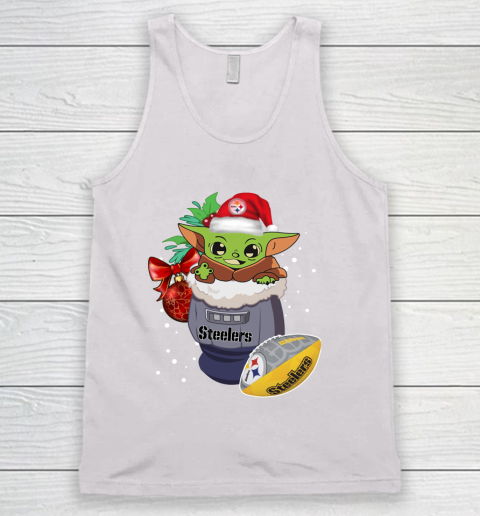 Pittsburgh Steelers Christmas Baby Yoda Star Wars Funny Happy NFL Tank Top 2