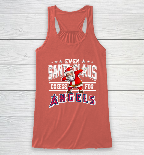 Los Angeles Angels Even Santa Claus Cheers For Christmas MLB Racerback Tank 3