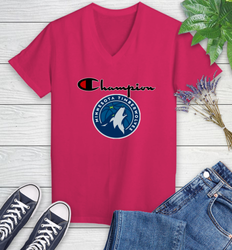 NBA Basketball Minnesota Timberwolves Champion Shirt Women's V-Neck T-Shirt 6