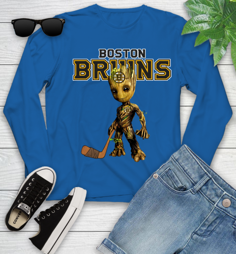 Boston Bruins NHL Hockey Groot Marvel Guardians Of The Galaxy Youth Long Sleeve 9