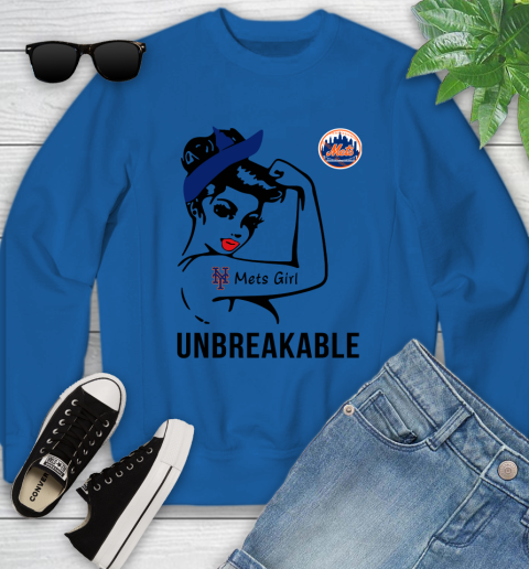 MLB New York Mets Girl Unbreakable Baseball Sports Youth Sweatshirt 4