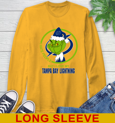 Tampa Bay Lightning NHL Christmas Grinch I Hate People But I Love My Favorite Hockey Team Long Sleeve T-Shirt 3