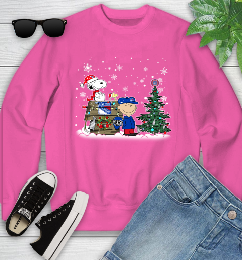 NHL New York Rangers Snoopy Charlie Brown Woodstock Christmas Stanley Cup Hockey Youth Sweatshirt 6
