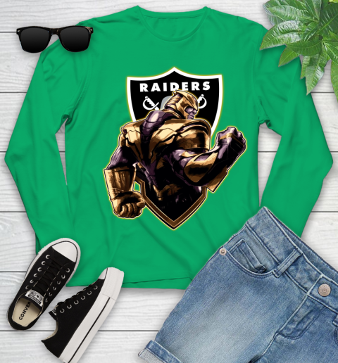 NFL Thanos Avengers Endgame Football Sports Oakland Raiders Youth Long Sleeve 6