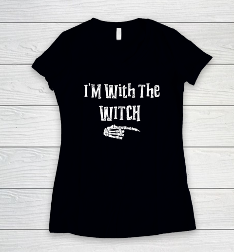 Halloween I'm With The Witch Funny Halloween Women's V-Neck T-Shirt