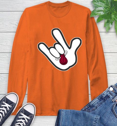 Miami Heat NBA Basketball Mickey Rock Hand Disney Long Sleeve T-Shirt 5