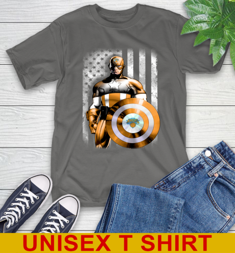 New York Knicks NBA Basketball Captain America Marvel Avengers American Flag Shirt T-Shirt 10