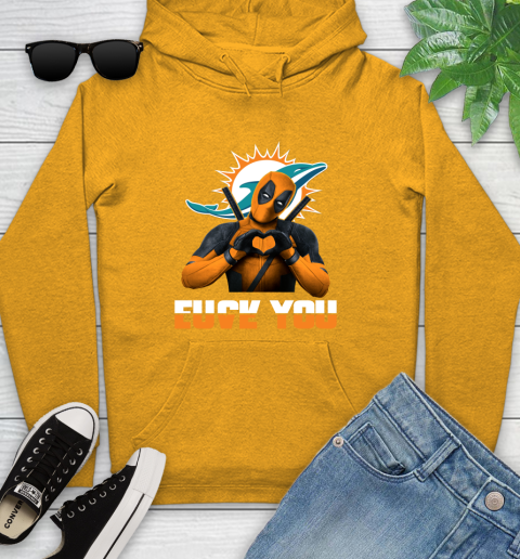 NHL Miami Dolphins Deadpool Love You Fuck You Football Sports Youth Hoodie 2