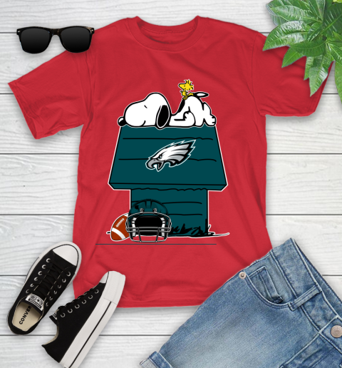 Philadelphia Eagles NFL Football Snoopy Woodstock The Peanuts Movie Youth T-Shirt 10