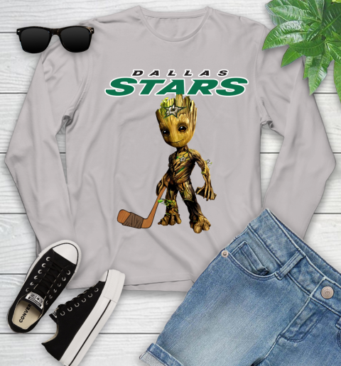 Dallas Stars NHL Hockey Groot Marvel Guardians Of The Galaxy Youth Long Sleeve 12