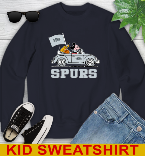 NBA Basketball San Antonio Spurs Pluto Mickey Driving Disney Shirt Youth Sweatshirt 3