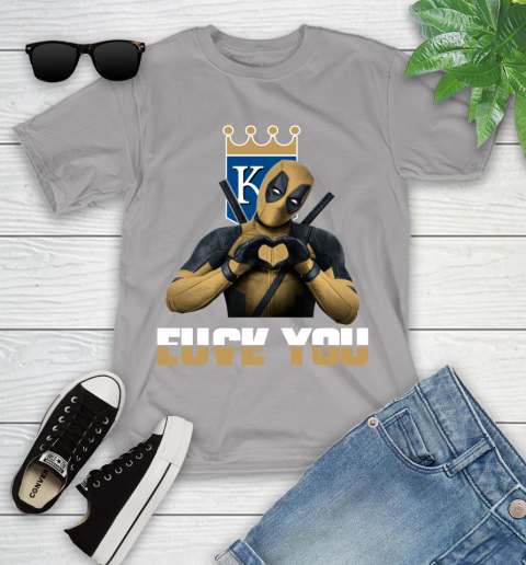 MLB Kansas City Royals Deadpool Love You Fuck You Baseball Sports Youth T-Shirt 4