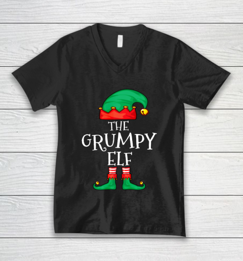 Funny Elf Family Christmas The Grumpy Elf V-Neck T-Shirt