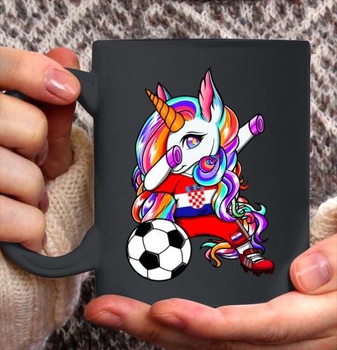 Dabbing Unicorn Croatia Soccer Fans Jersey Croatian Football Ceramic Mug 11oz