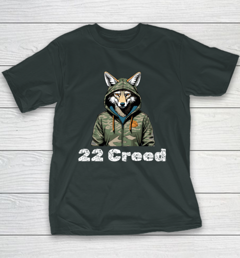 Coyote in Hood 22 Creed Graphic Hunting Youth T-Shirt 3