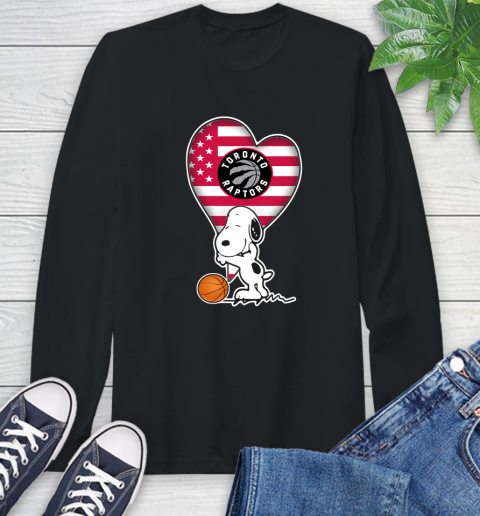 Toronto Raptors NBA Basketball The Peanuts Movie Adorable Snoopy Long Sleeve T-Shirt 2