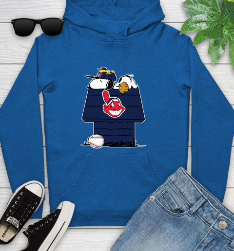 MLB Cleveland Indians Snoopy Woodstock The Peanuts Movie Baseball T Shirt Youth Hoodie 9