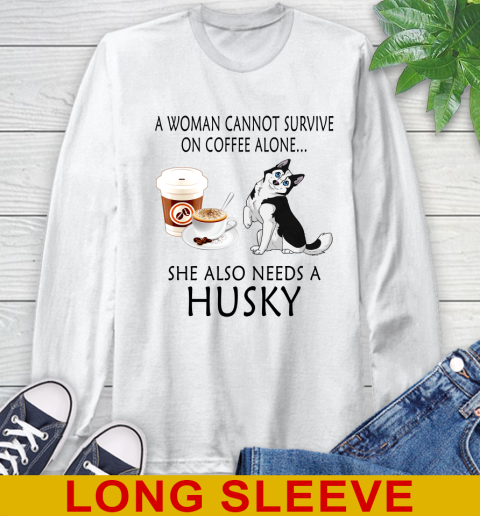 Women cannot survive on coffee alone she also need a HUSKY tshirt 47