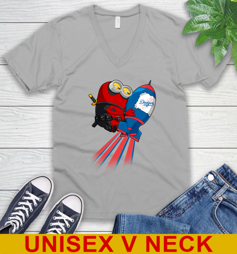 MLB Baseball Los Angeles Dodgers Deadpool Minion Marvel Shirt V-Neck T-Shirt 3